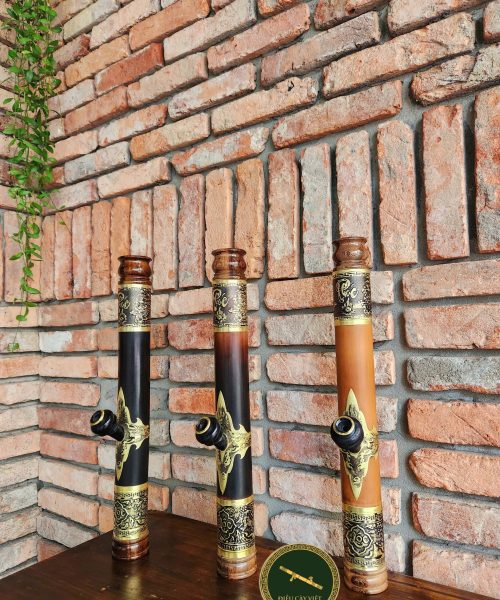 MNBT8M - điếu cày mini trúc có rút bọc đồng khảm bền bỉ đượm khói