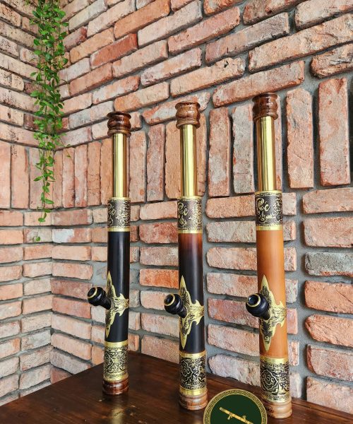 MNBT8M - điếu cày mini trúc có rút bọc đồng khảm bền bỉ đượm khói
