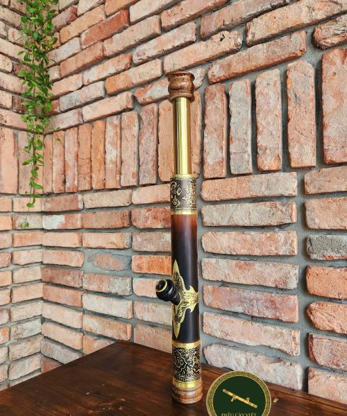 MNBT8M - điếu cày mini trúc có rút bọc đồng khảm bền bỉ đượm khói