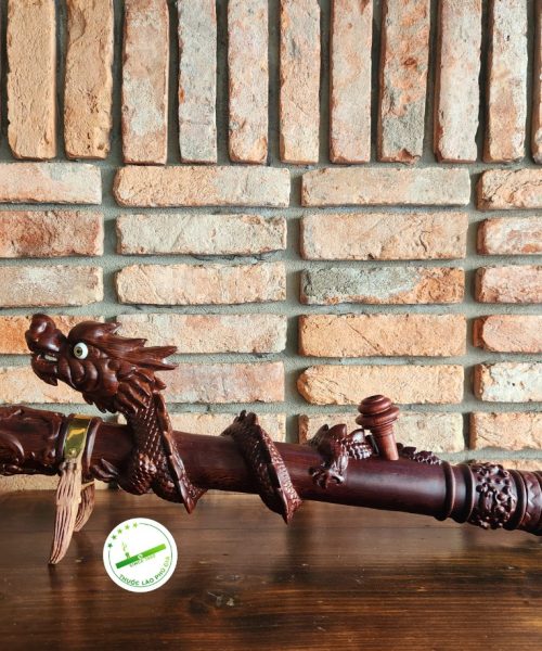 Điếu cày mun trạm rồng cuộn D10
