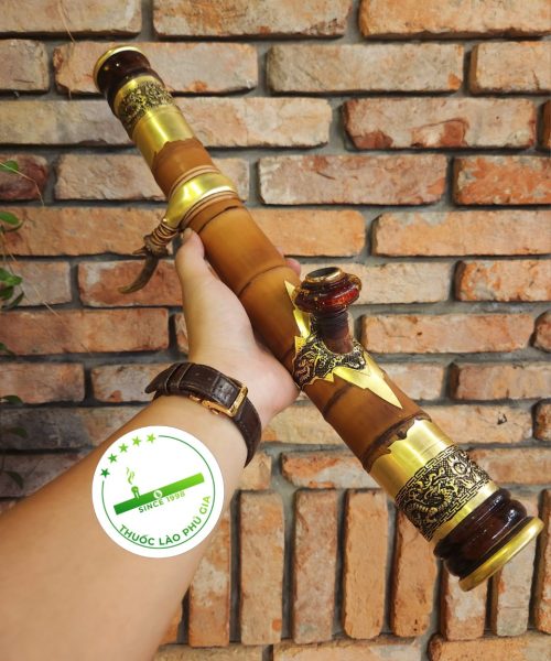 Điếu cày tre gai mini du lịch bọc đồng tg04