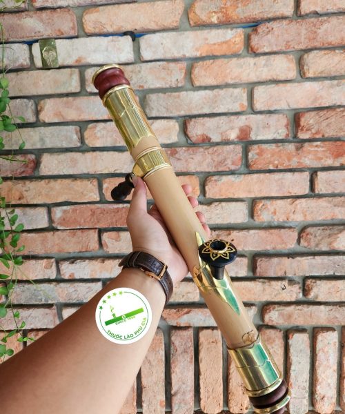 điếu cày nứa mini du lịch bọc đồng có chân MMN06
