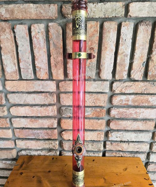 Điếu cày trong suốt đế ngọc đồng nổi TS8