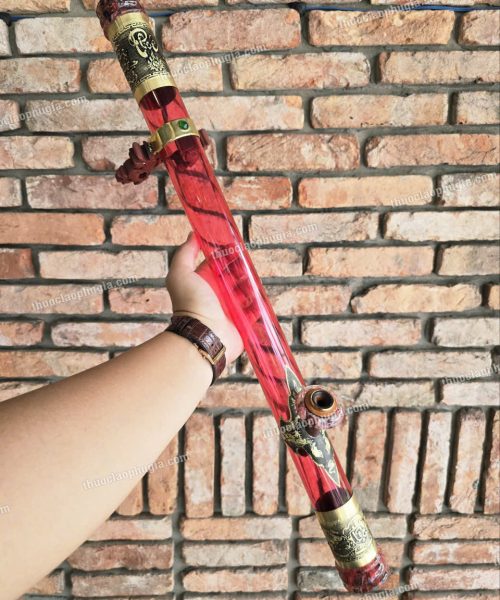 Điếu cày trong suốt đế ngọc đồng nổi TS8
