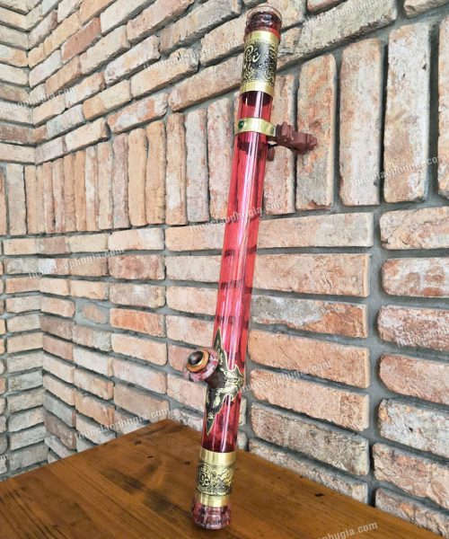 Điếu cày trong suốt đế ngọc đồng nổi TS8