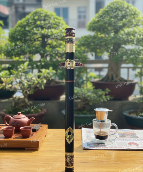 Điếu cày trúc bọc đồng khảm N13