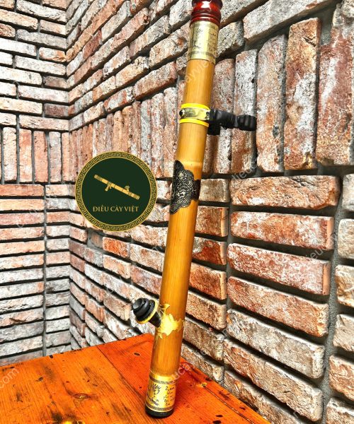 N35 - Điếu cày Trúc bọc đồng hoa văn truyền thống, mộc mạc 4 n35 3